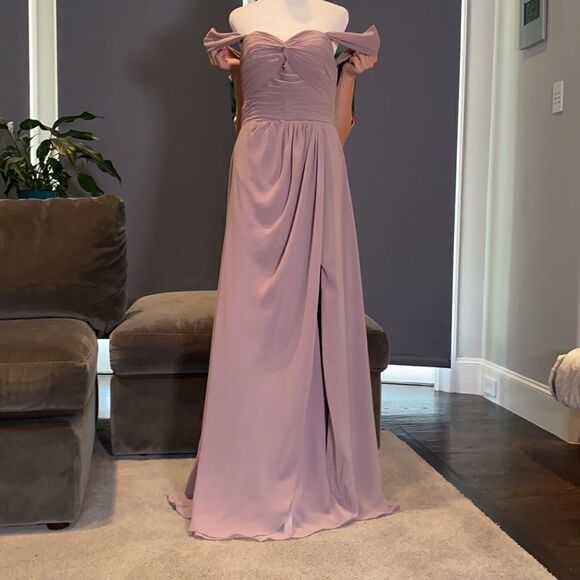 Women’s Full Length Chiffon Bridesmaid Party Prom Dress Leg Slit Size 10 - Picture 2 of 12